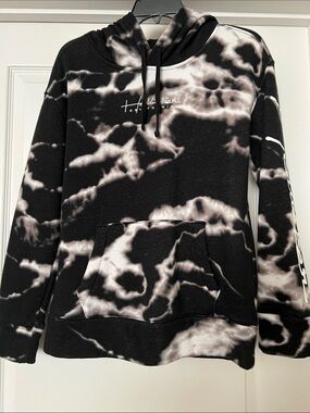 Hollister Black & White Tie-Dye Pullover Hoodie oversized